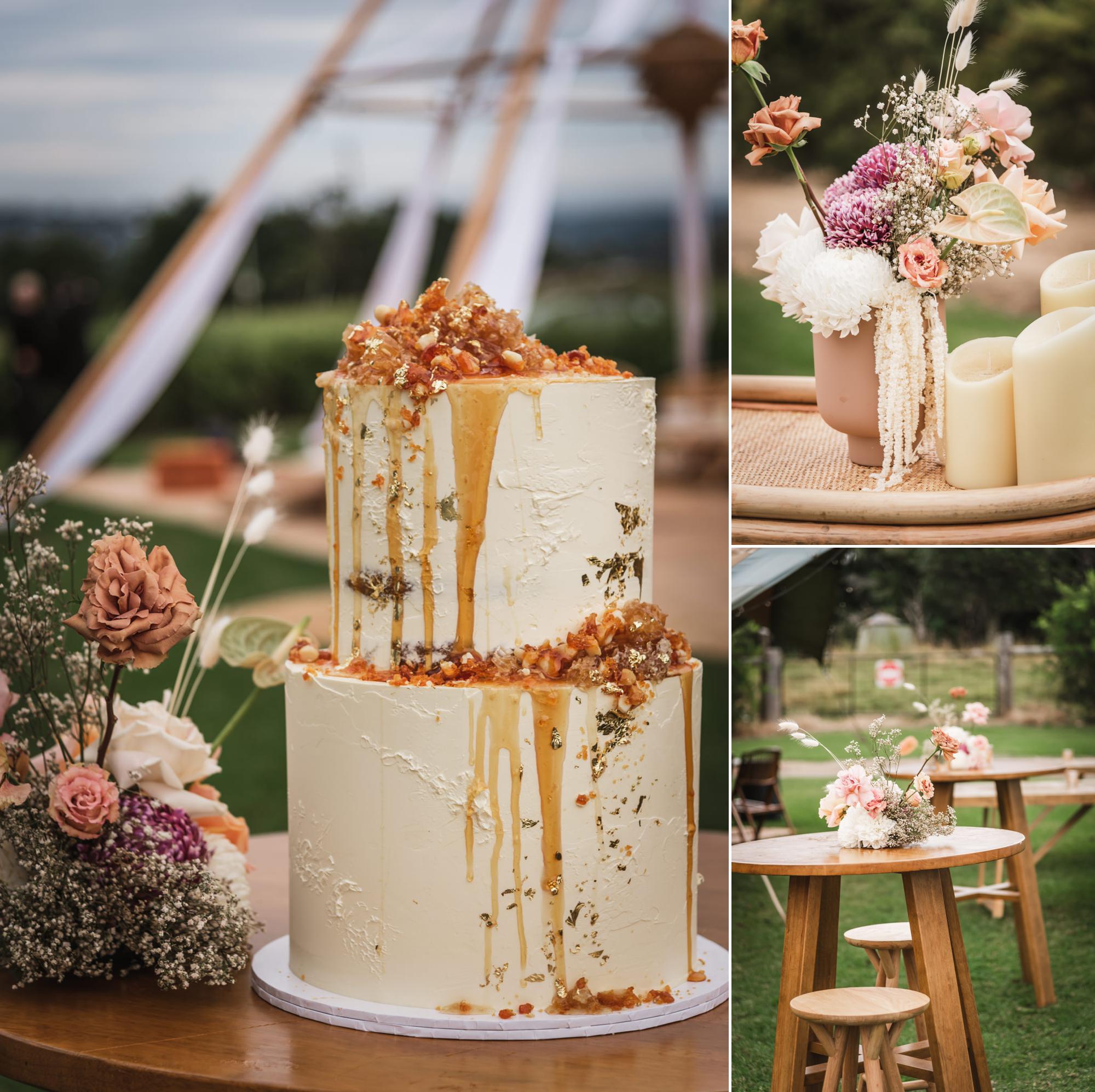 bramblewood farm tipi wedding cake